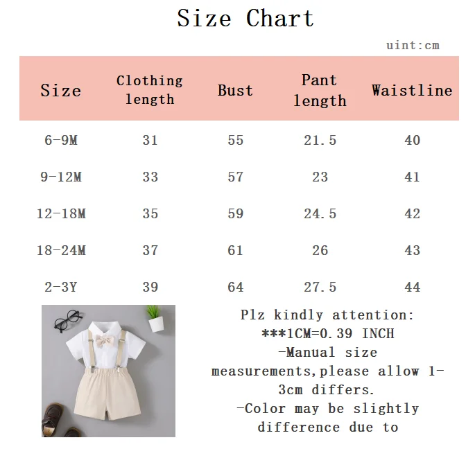 Baby Boy Small Gentleman Set Bow Shirta and Strap Shorts Suitable for 0-3 Year Toddlers Baby Boys' Summer Birthday Party Set