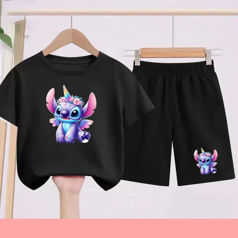 Children's Sportswear Set with Cartoon Pattern T-shirt + Shorts. Suitable for Infants. Made of Breathable and Comfortable Fabric