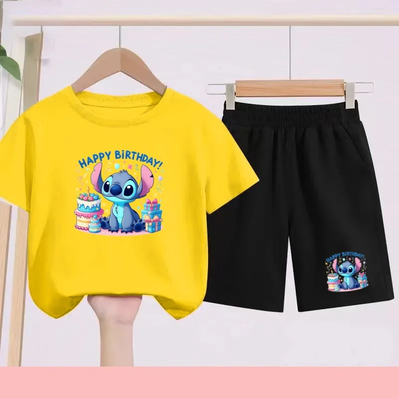 Children's Sportswear Set with Cartoon Pattern T-shirt + Shorts. Suitable for Infants. Made of Breathable and Comfortable Fabric