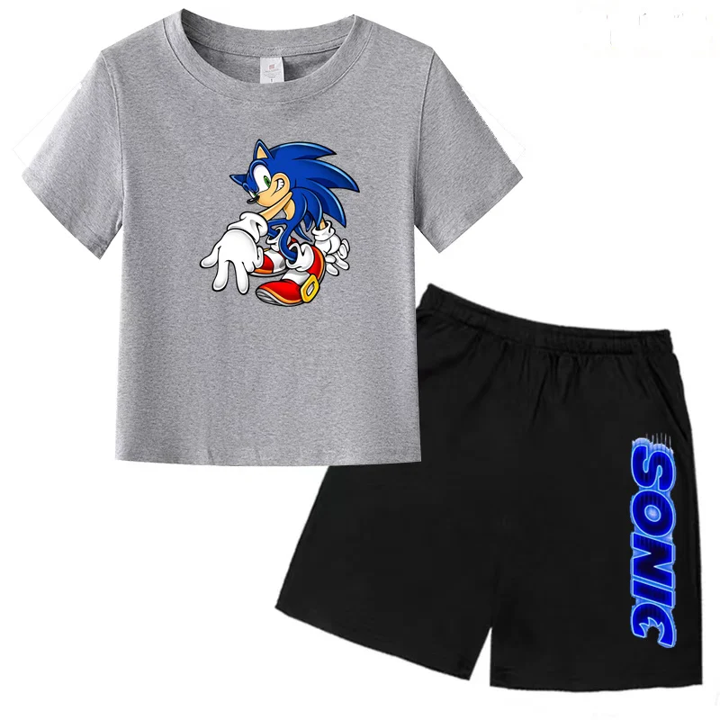 Children's Sportswear Set with Cartoon Pattern T-shirt + Shorts. Suitable for Infants. Made of Breathable and Comfortable Fabric