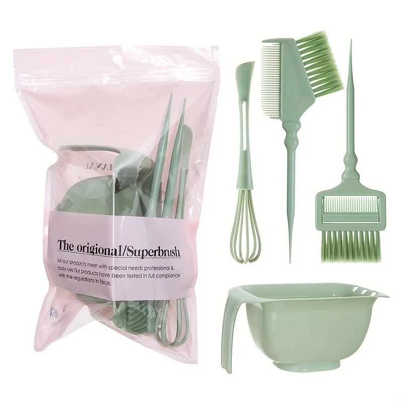 5PCS Hair Dye Set with Brush Tinting Rod Professional Large Capacity Toning Container Hair Coloring Salon DIY Hairdressing Tools