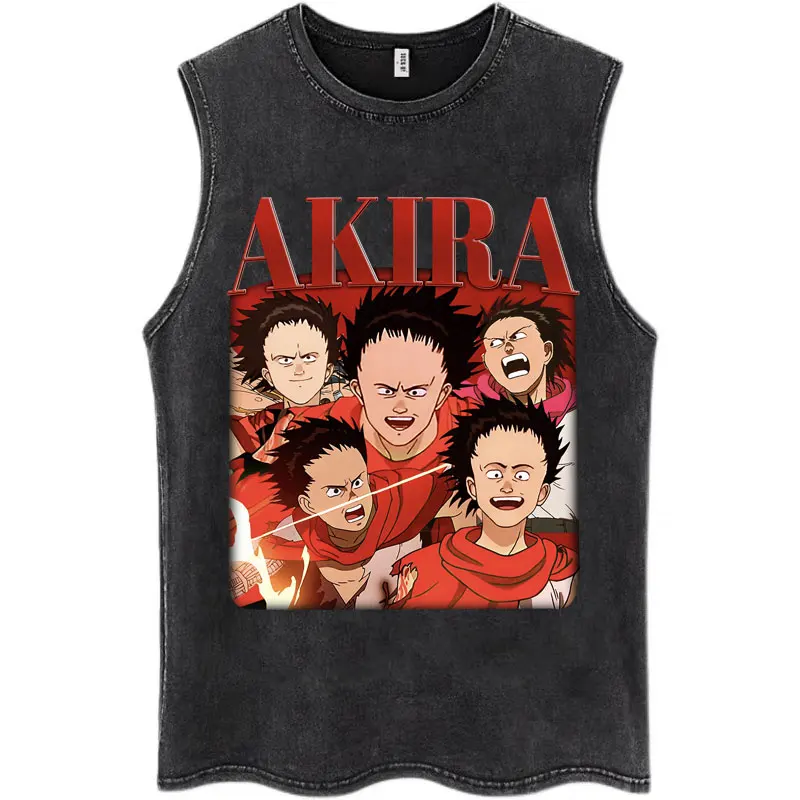 Japanese Anime New Tokyo Akira Wash Tank Tops Movie Science Fiction Masataro Kaneda Vests Men Women Loose Cotton Sleeveless Tees