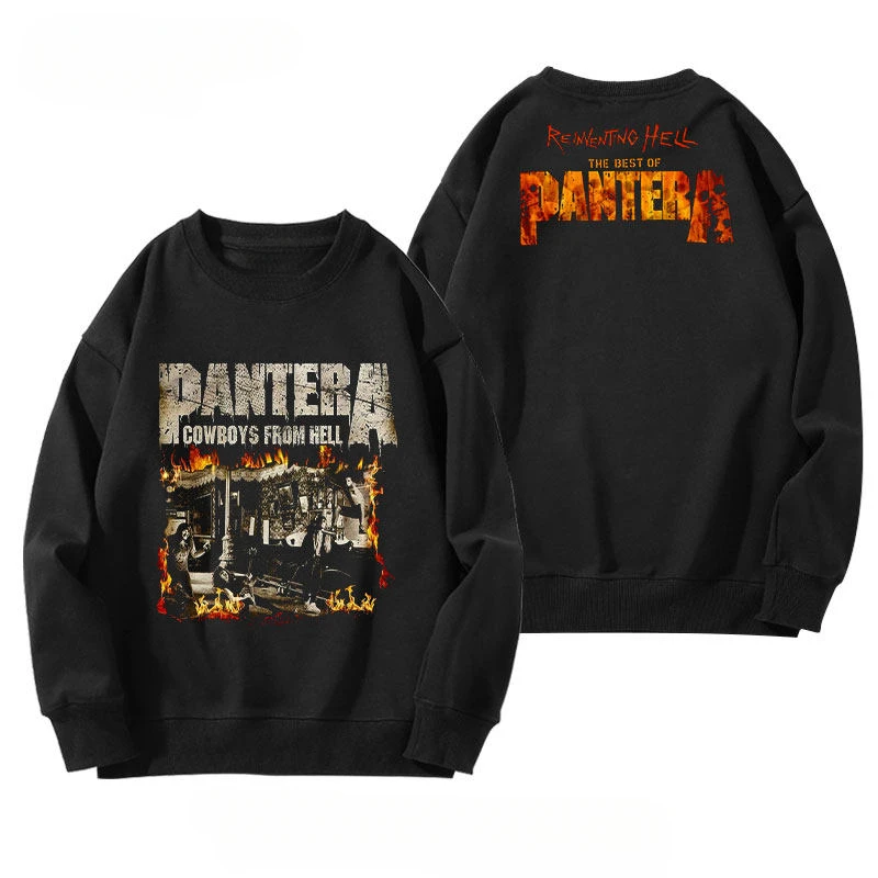 Hot PANTERA Band Snake Python Round-neck Pullover Men's Fall/winter American High Street Retro Top