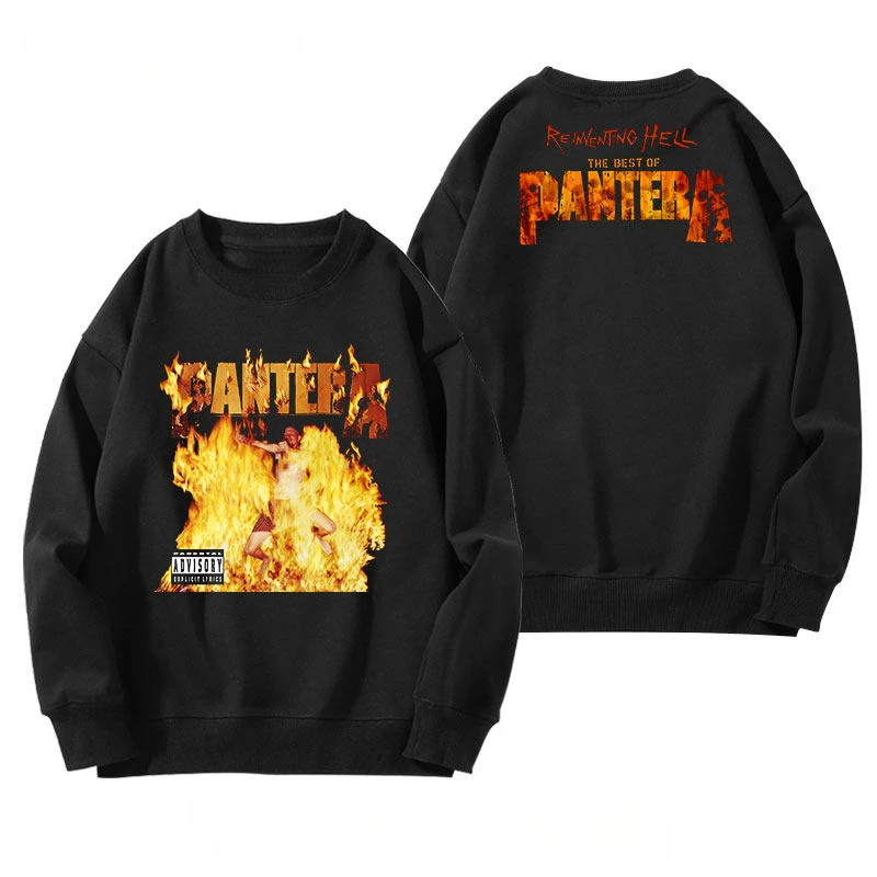 Hot PANTERA Band Snake Python Round-neck Pullover Men's Fall/winter American High Street Retro Top