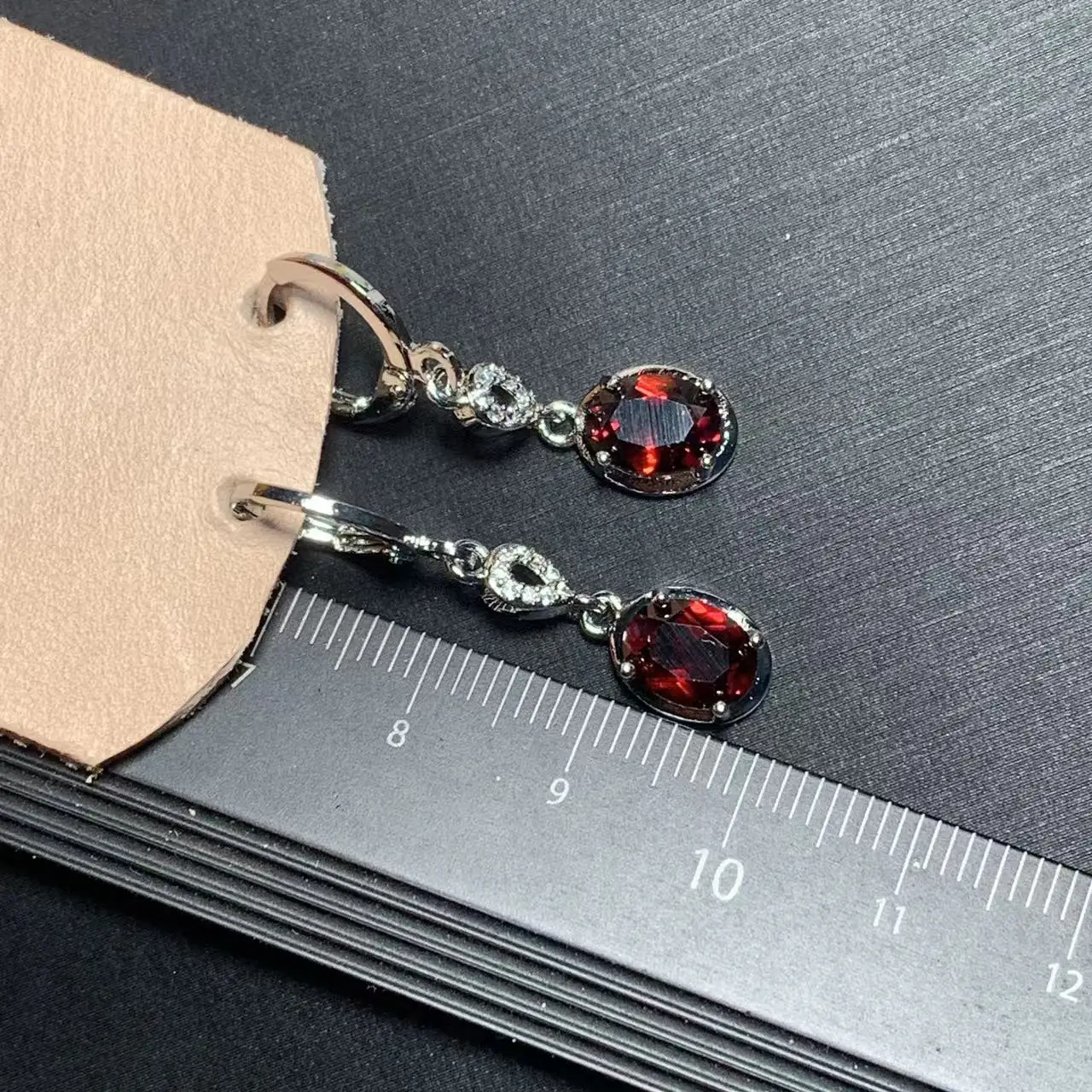 50Vintage Natural Garnet Hoop Earrings Simple Classic Round Circle Gemstone Jewelry Handmade