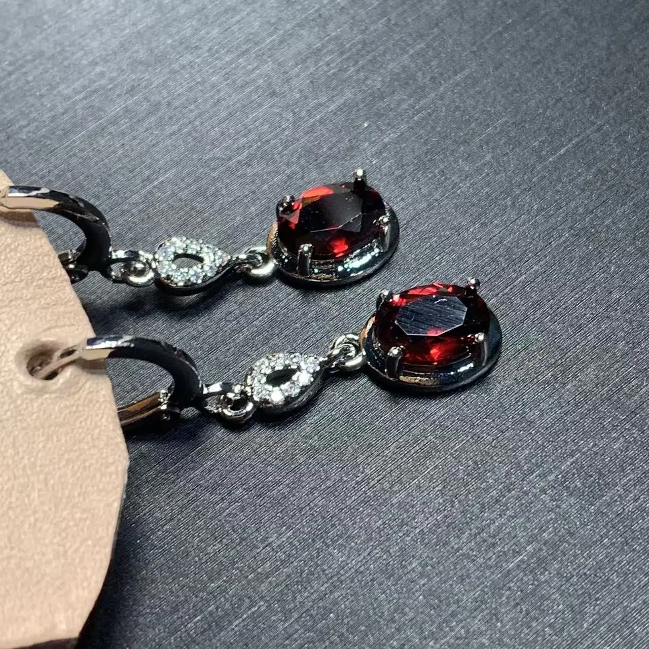 50Vintage Natural Garnet Hoop Earrings Simple Classic Round Circle Gemstone Jewelry Handmade
