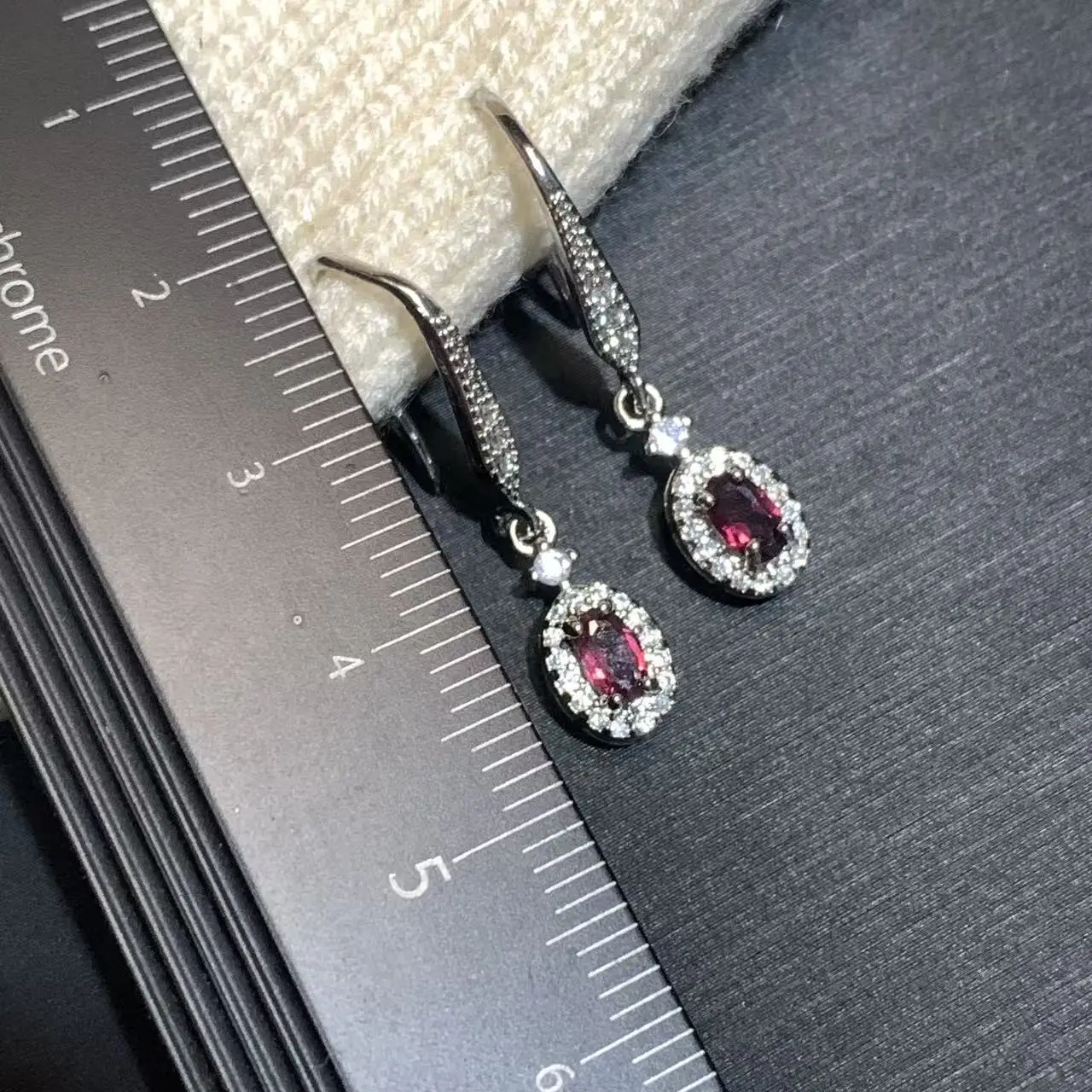50Vintage Natural Garnet Hoop Earrings Simple Classic Round Circle Gemstone Jewelry Handmade
