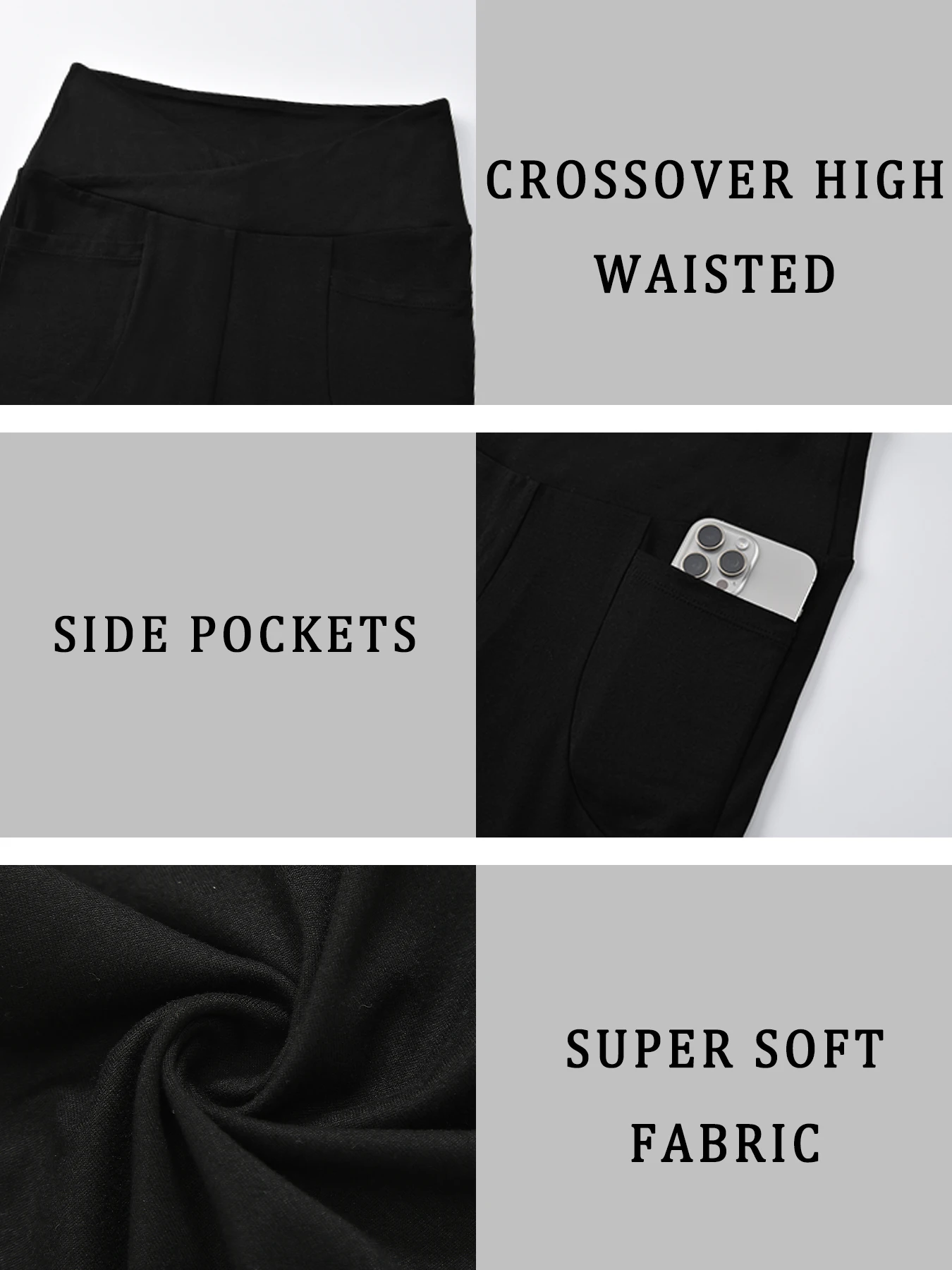 Women's Super Soft Crossover High Waisted Biker Shorts With Pockets Tummy Control No See Through Workout Yoga Running Shorts