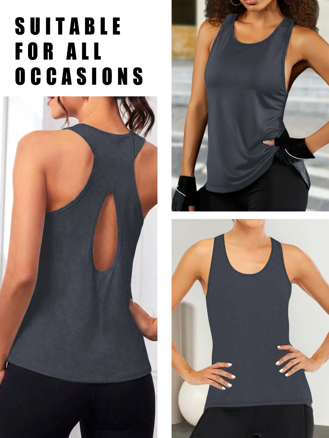 Super Soft Cross Backless Workout Tops for Women Racerback Tank Tops Open Back Running Muscle Tank Yoga Shirts