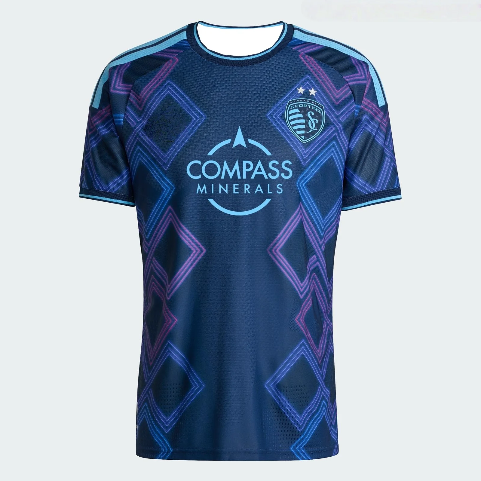 Sporting Kansas City 2025/26 Away Jersey Men's Soccer Shirt Sponsor Football Jersey Fan Navy Purple Blue Diamond Pattern Kit