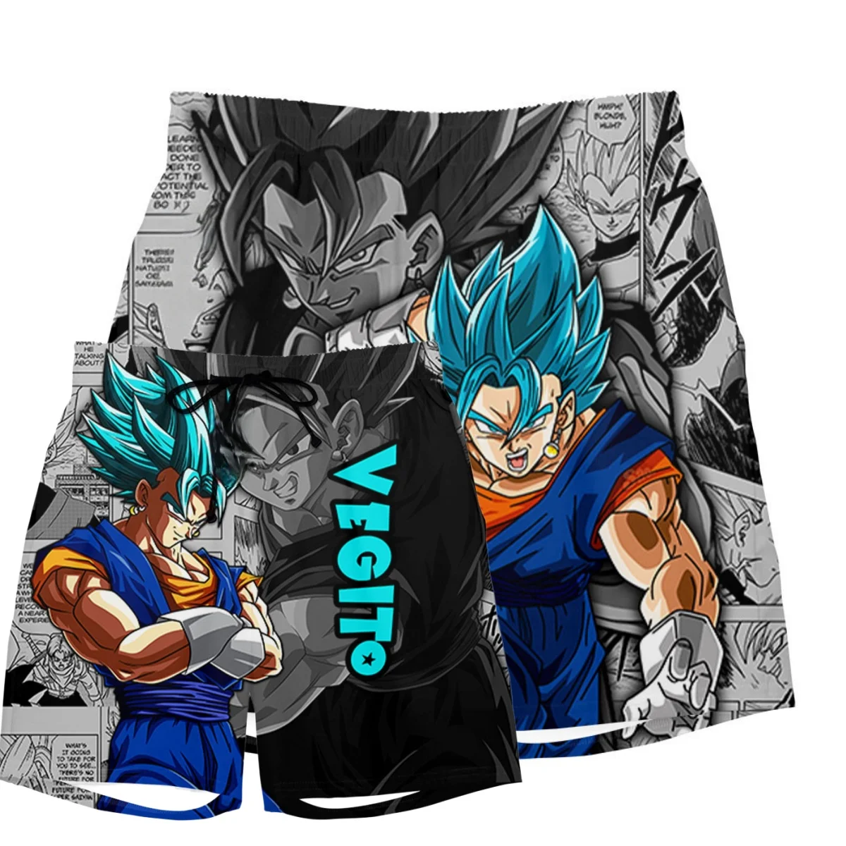 2026 Dragon Ball Z Vegito Blue Manga Style Print Quick Dry Shorts Men Anime Fusion Character Casual Breathable Beach Shorts