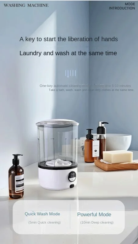 New USB Charging Washing Machine Portable Underwear Cleaner 2L Fully Automatic Socks Washing Machine Dehydratable Laundry Bucket