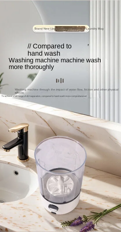 New USB Charging Washing Machine Portable Underwear Cleaner 2L Fully Automatic Socks Washing Machine Dehydratable Laundry Bucket