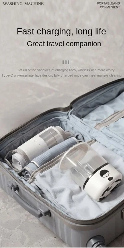 New USB Charging Washing Machine Portable Underwear Cleaner 2L Fully Automatic Socks Washing Machine Dehydratable Laundry Bucket