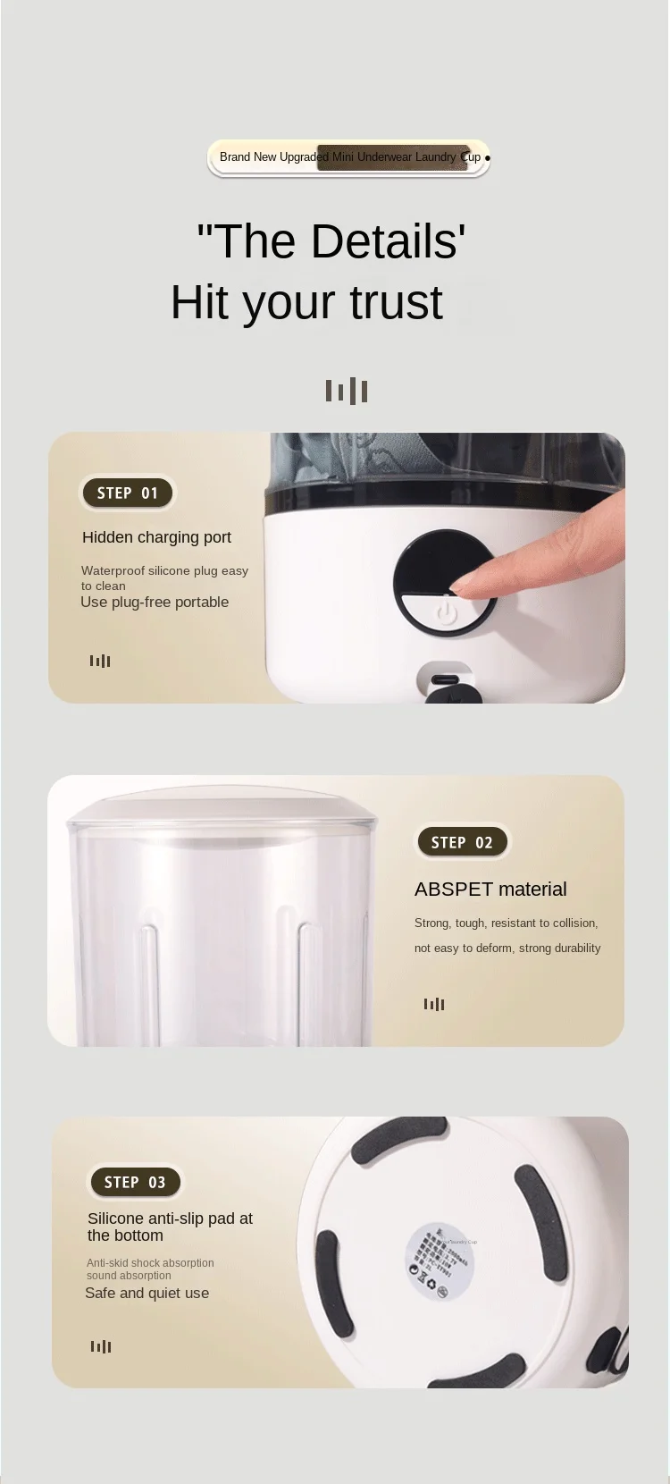 New USB Charging Washing Machine Portable Underwear Cleaner 2L Fully Automatic Socks Washing Machine Dehydratable Laundry Bucket