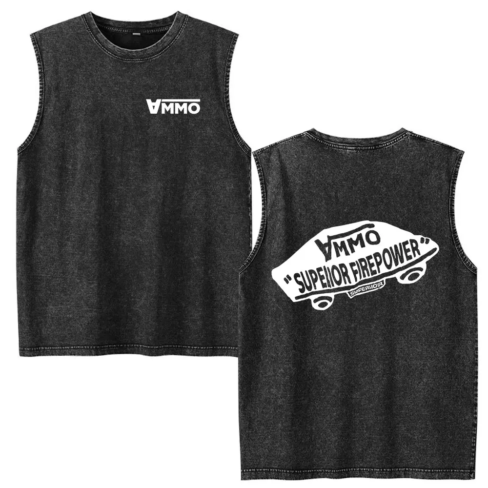 Stay Violent Brothers in Arms Skeleton Vintage Acid Washed Tank Tops T Shirt Men Clothing Casual Oversized Sleeveless Vest Tees