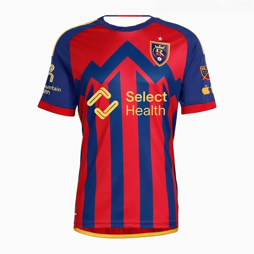 Real Salt Lake 2025/26 Away Soccer Jersey MLS Men's Football Shirt Fan Version Blue White Checkerboard Pattern Kit