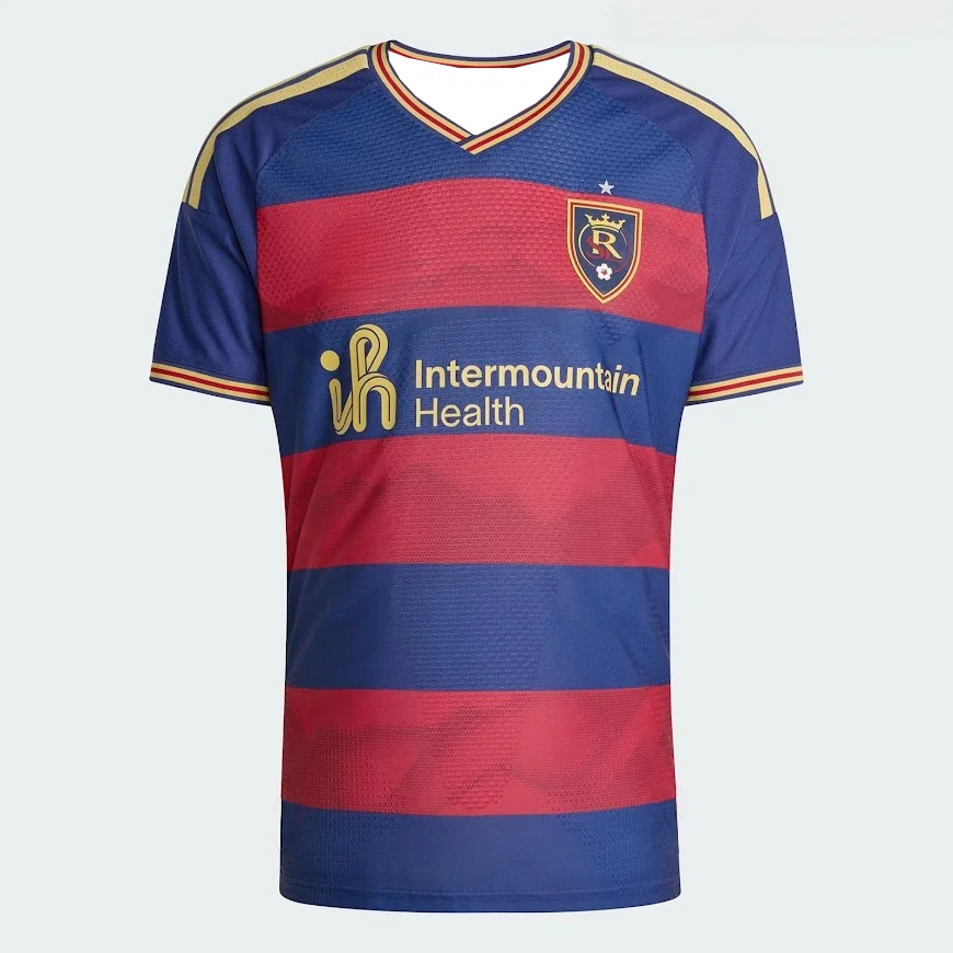 Real Salt Lake 2025/26 Away Soccer Jersey MLS Men's Football Shirt Fan Version Blue White Checkerboard Pattern Kit