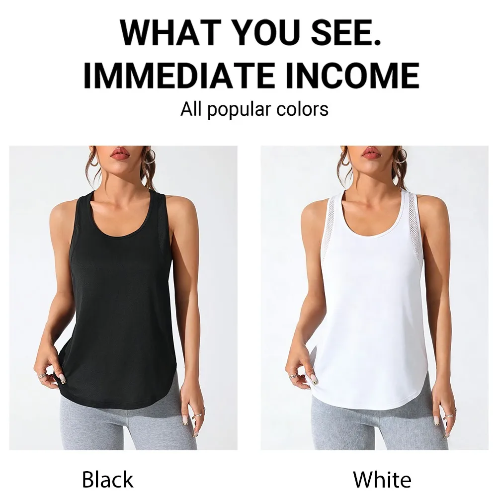 Summer Lightweight Fitness Tank Top Woman's Loose Running Casual Vest Sleeveless Comfy Quick Dry T-Shirt Mesh Soft Sportswears