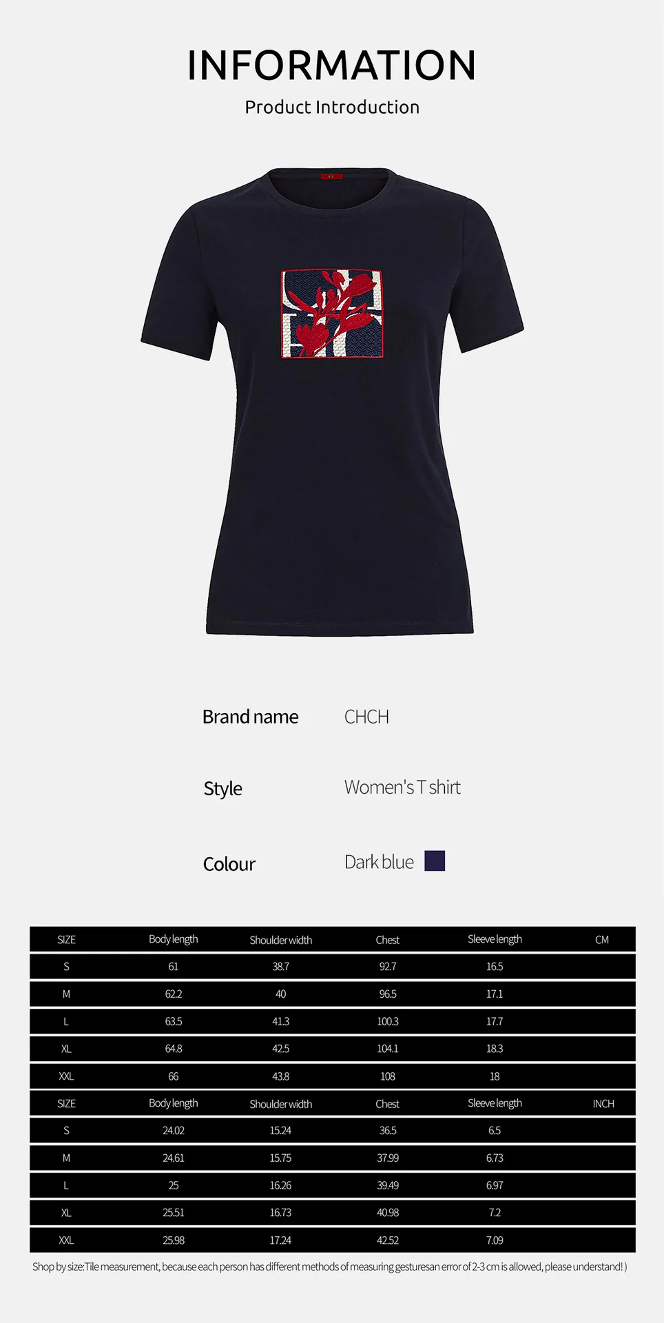 CH Summer Fashion Versatile Slim Fit T-shirt High Quality Selected Product 2026 New Embroidered Versatile Women's Trendy Top