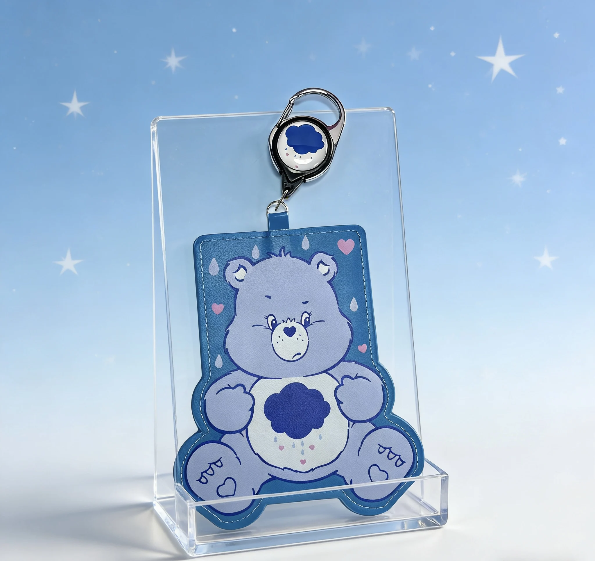 Care Bears Cute Bear Shaped Card Holder with Retractable Reel – Adorable Bag Charm for ID & Cards