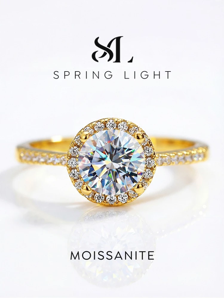 1CT Round Shape Certified Moissanite Diamond Round Engagement Rings For Women Gift Anniversary High Quality Luxury Jewelry