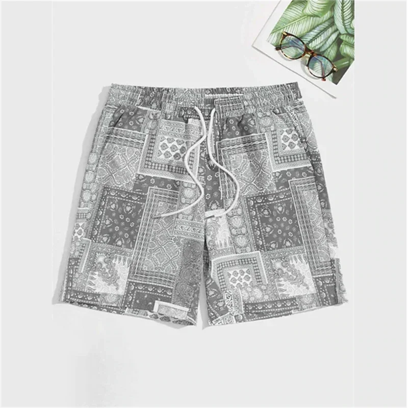 Trend Bandana Paisley Graphic Beach Short For Men Summer Fashion 3D Printed Swim Trunks Casual Streetwear Hawaiian Short Pants