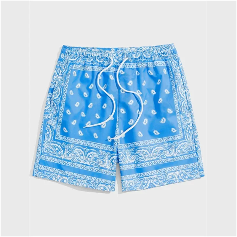 Trend Bandana Paisley Graphic Beach Short For Men Summer Fashion 3D Printed Swim Trunks Casual Streetwear Hawaiian Short Pants