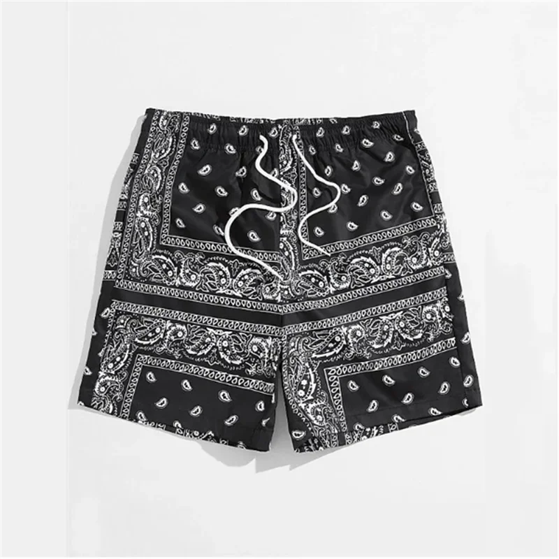 Trend Bandana Paisley Graphic Beach Short For Men Summer Fashion 3D Printed Swim Trunks Casual Streetwear Hawaiian Short Pants