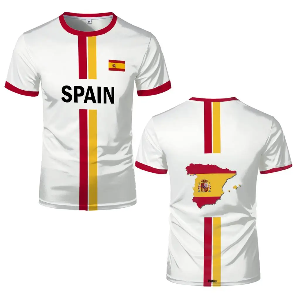 2026 New Spain Flag Print Sports T-shirt Summer Outdoor Sports Breathable Jersey Men's And Women's Soccer Training Crew Neck Top