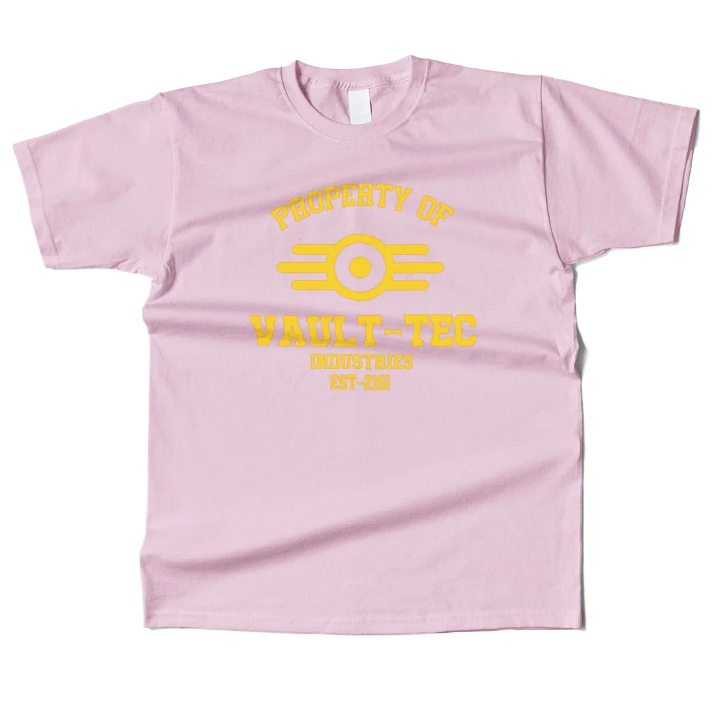 Mens Cotton Property of Vault Tec Graphic T Shirt Street Casual Style Tee for Men and Women