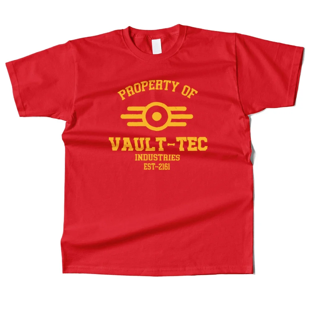 Mens Cotton Property of Vault Tec Graphic T Shirt Street Casual Style Tee for Men and Women