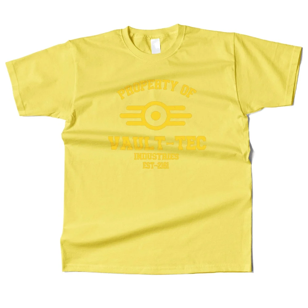 Mens Cotton Property of Vault Tec Graphic T Shirt Street Casual Style Tee for Men and Women