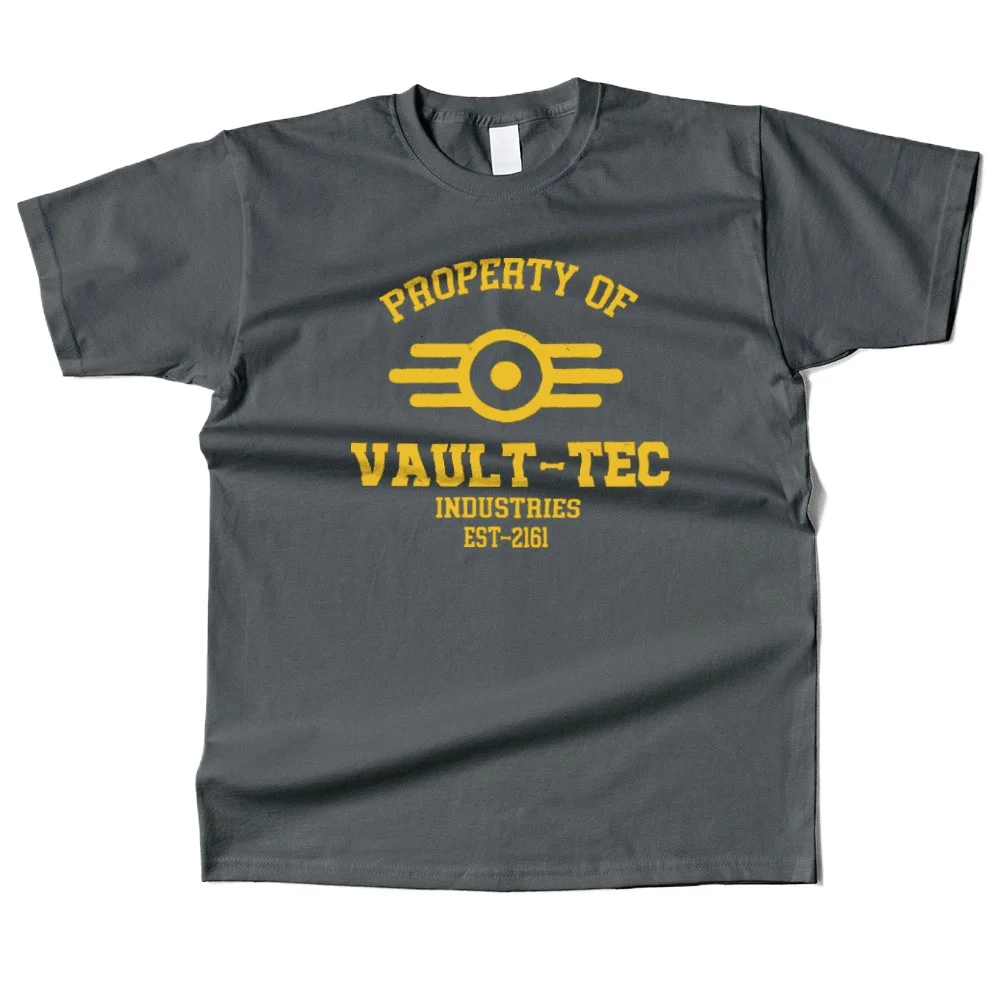 Mens Cotton Property of Vault Tec Graphic T Shirt Street Casual Style Tee for Men and Women