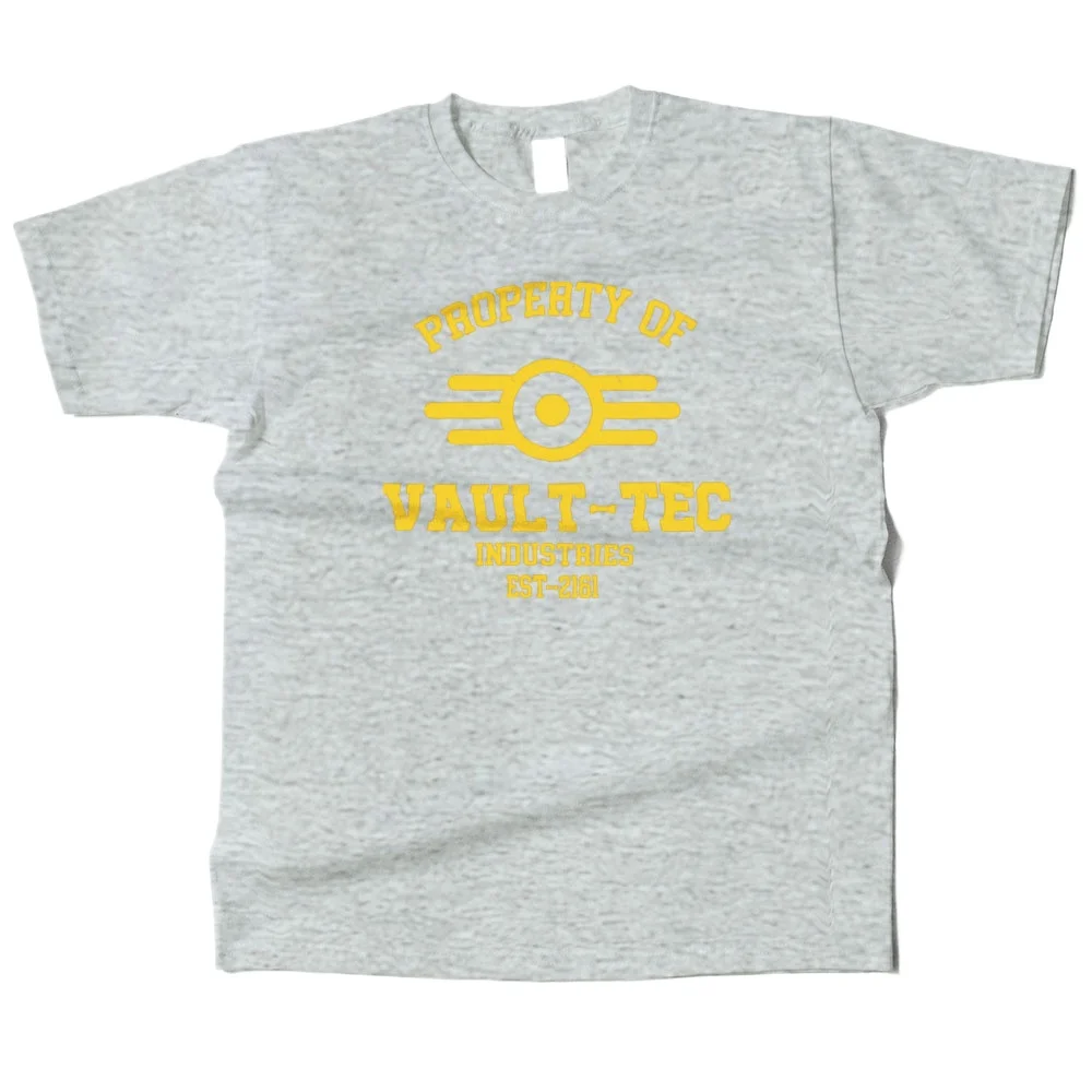 Mens Cotton Property of Vault Tec Graphic T Shirt Street Casual Style Tee for Men and Women