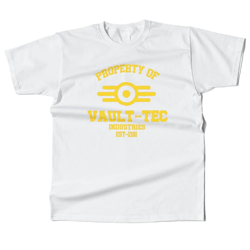 Mens Cotton Property of Vault Tec Graphic T Shirt Street Casual Style Tee for Men and Women