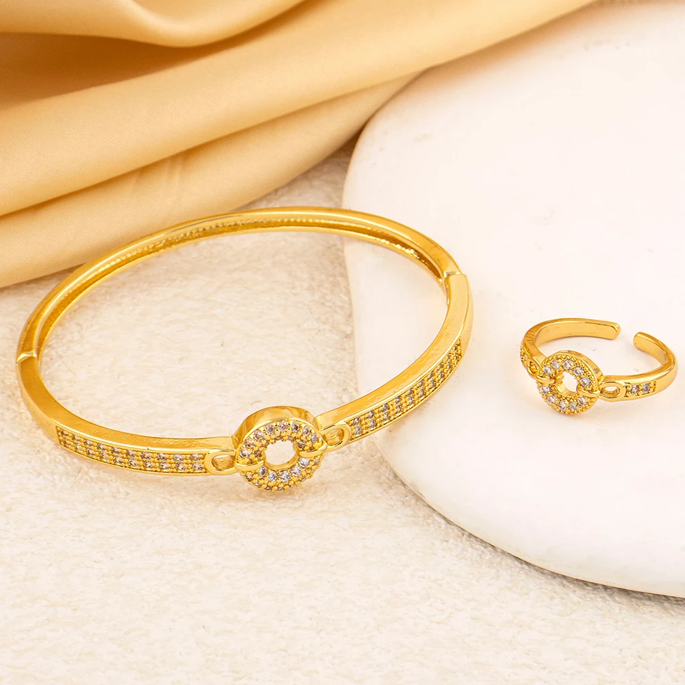 Exquisite Classic Pattern Stainless Steel Gold Color Snake Opening Zirconia Bracelet Women's Jewelry Accessories Summer Gift