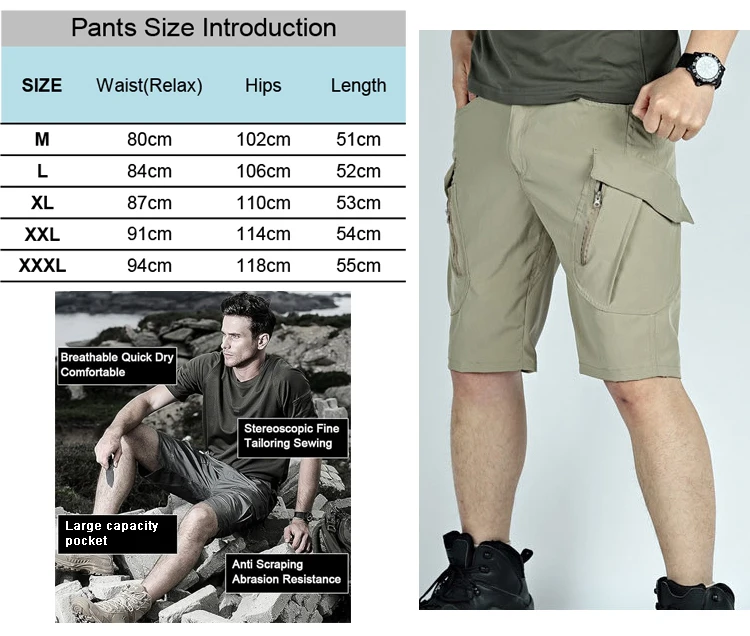 Summer Lightweight Men's Sportswear Shorts Casual Running Multi-pocket Training Jogging Bottoms Breathable Elastic Sport Pants