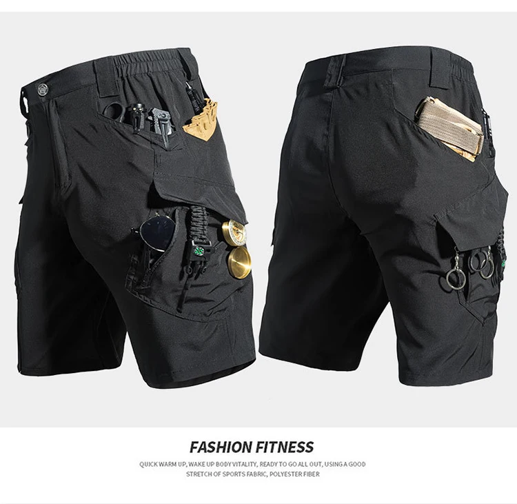 Summer Lightweight Men's Sportswear Shorts Casual Running Multi-pocket Training Jogging Bottoms Breathable Elastic Sport Pants
