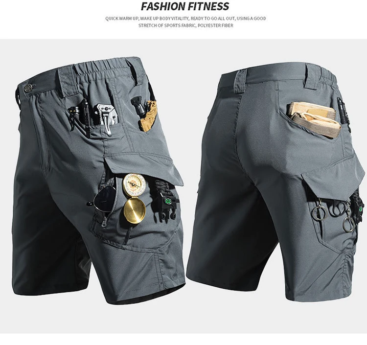 Summer Lightweight Men's Sportswear Shorts Casual Running Multi-pocket Training Jogging Bottoms Breathable Elastic Sport Pants