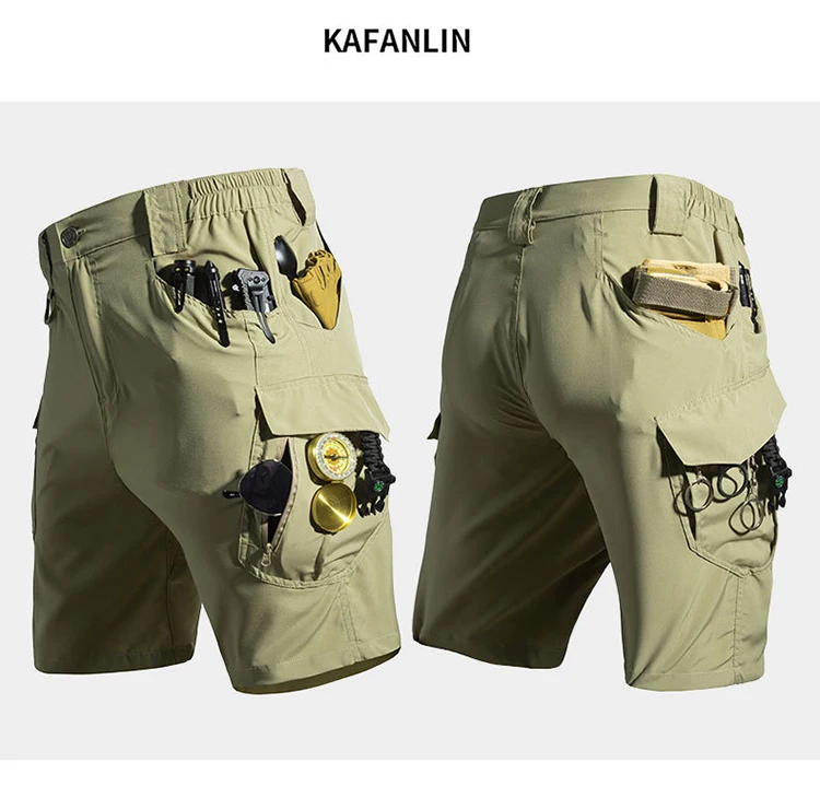 Summer Lightweight Men's Sportswear Shorts Casual Running Multi-pocket Training Jogging Bottoms Breathable Elastic Sport Pants