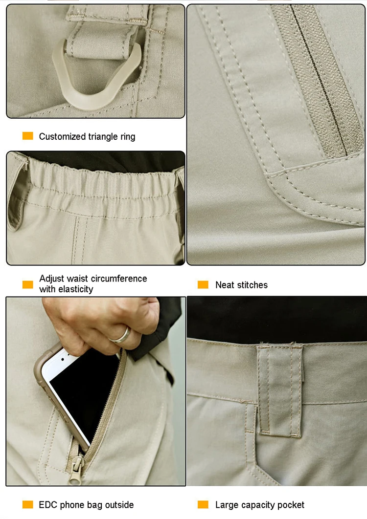 Summer Lightweight Men's Sportswear Shorts Casual Running Multi-pocket Training Jogging Bottoms Breathable Elastic Sport Pants