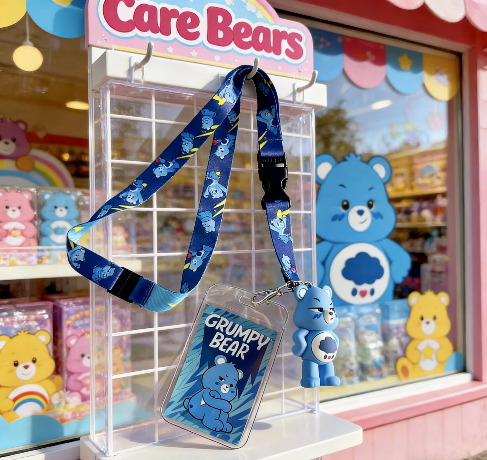Care Bears Grumpy Bear Lanyard with Card Holder & 3D Charm – Cute ID Badge Holder for Daily Use
