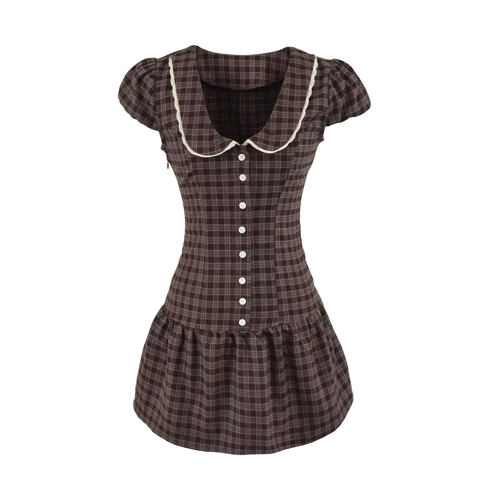 Evening Party Dresses Short Lace Trim Luxury Dresses Women 2026 Summer Polka Dot Print Short Sleeve Dresses Sexy