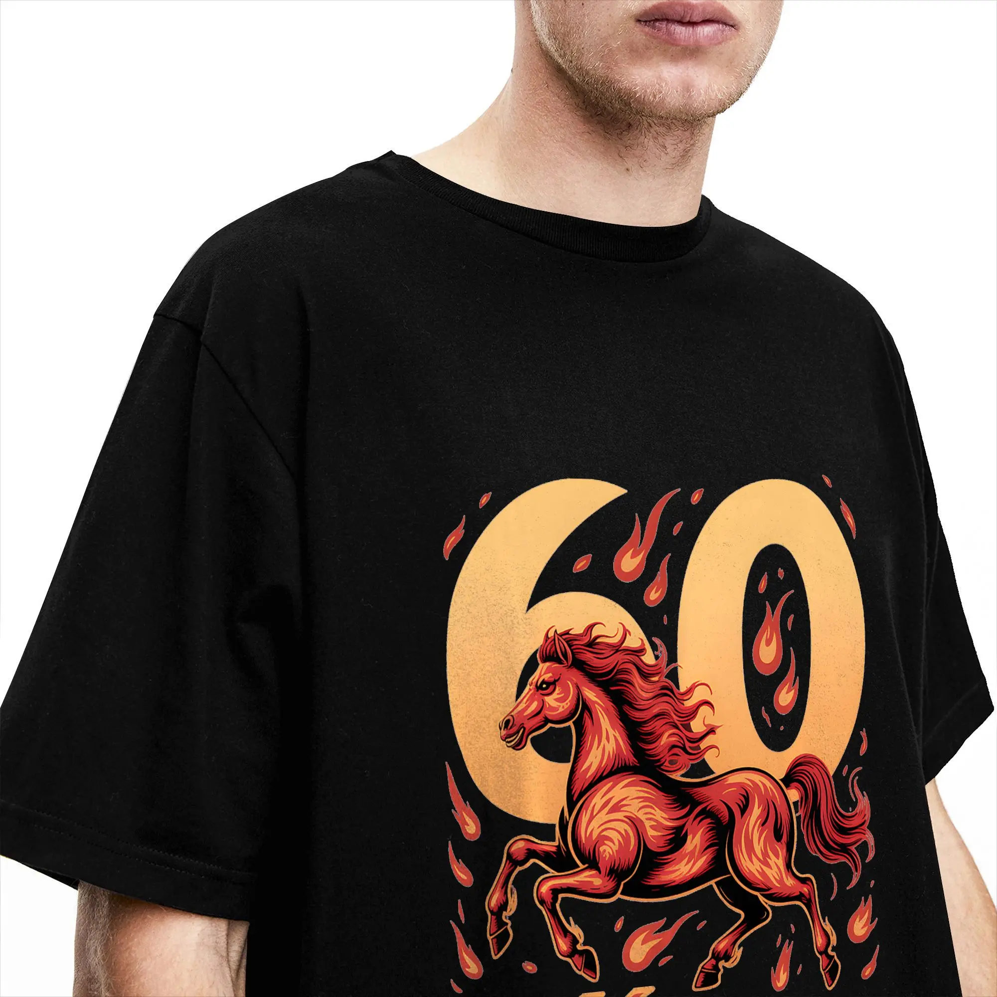 1966 Fire Horse 60th Birthday in 2026 Horse LoverT-Shirt Beach Trending T Shirts Men's 100 Cotton Round Neck Oversize Top Tees