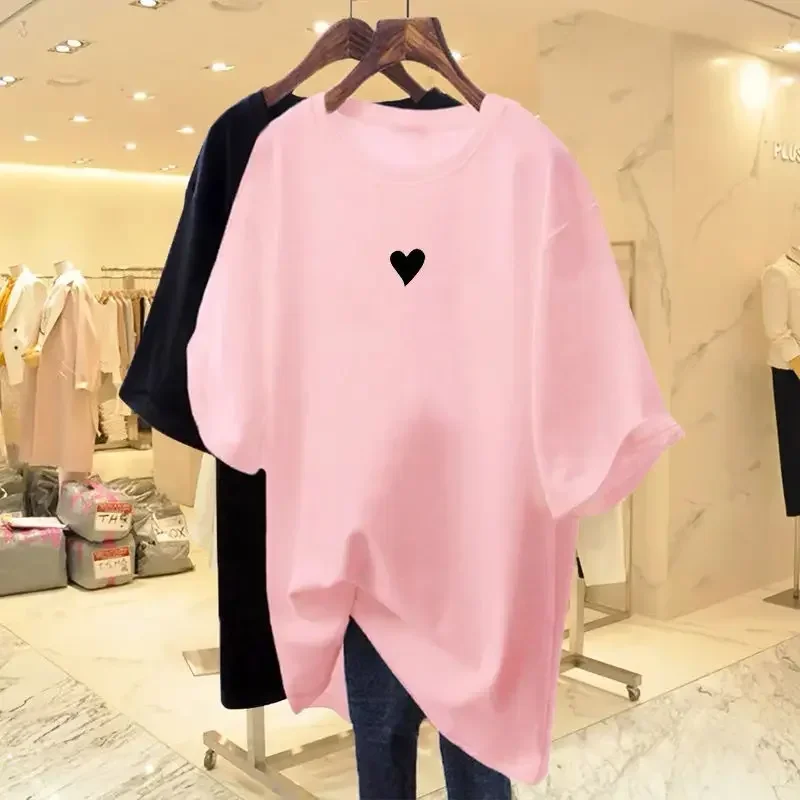 Women Casual Pure Top Tees Basic Solid Sleeve Summer Love Printed Short Sleeve T-shirt Harajuku Sleeve Casual Aesthetic Clothes