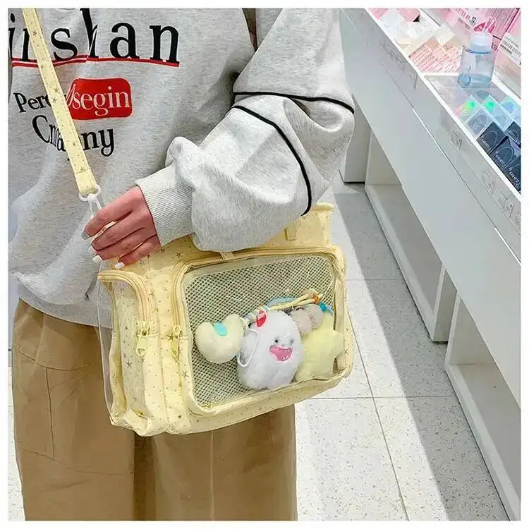 New Y2K Cute Star Bling Ita Bag Women's Fashion Shoulder Bag Lolita Girl Transparent Tote Bag DIY Display Crossbody Bag Handbags