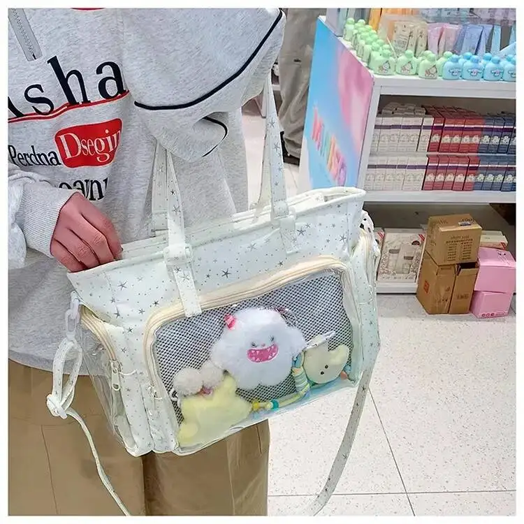 New Y2K Cute Star Bling Ita Bag Women's Fashion Shoulder Bag Lolita Girl Transparent Tote Bag DIY Display Crossbody Bag Handbags