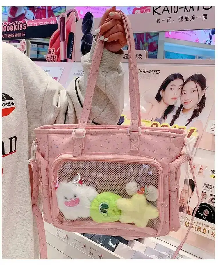 New Y2K Cute Star Bling Ita Bag Women's Fashion Shoulder Bag Lolita Girl Transparent Tote Bag DIY Display Crossbody Bag Handbags