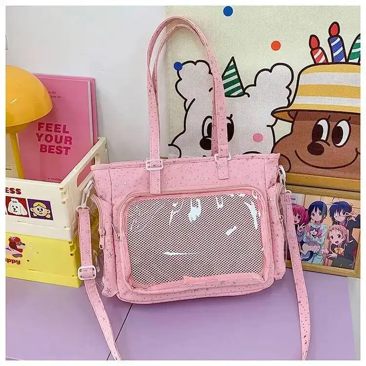 New Y2K Cute Star Bling Ita Bag Women's Fashion Shoulder Bag Lolita Girl Transparent Tote Bag DIY Display Crossbody Bag Handbags